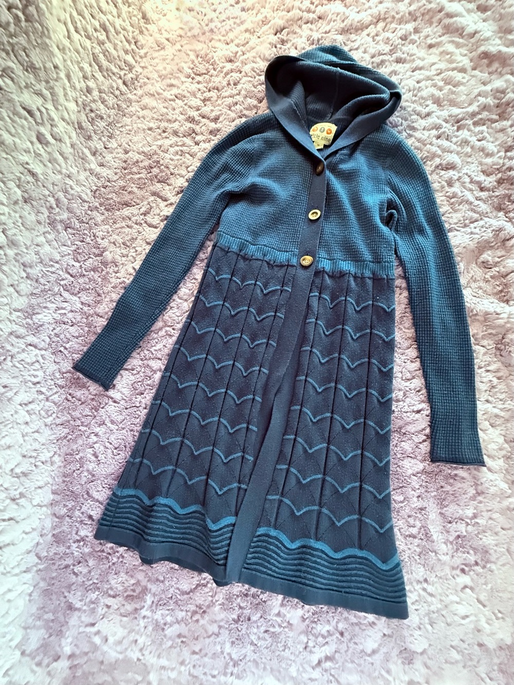 Title Nine | Hooded Knit Long Cardigan | Teal | S
